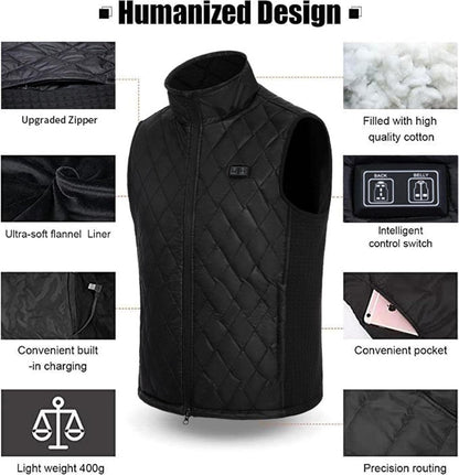 Kvaliteten moški/ženski ogrevani telovnik z 9 ogrevalnimi conami in 15000 mAh powerbank