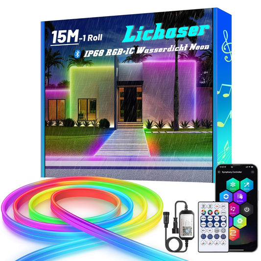 Pametni LICHASER zunanji RGB+IC neon LED trak, IP68 - 15m