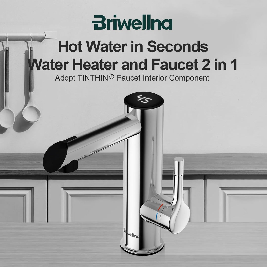 BRIWELLNA električna pipa z grelcem vode in digitalnim prikazom temperature (krom)