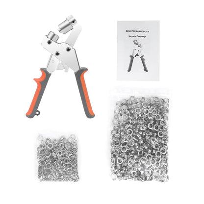 🔧 BriSunshine Eyelet set – ročne klešče za kovinske obročke + 500 kosov obročkov (Ø 10 mm)