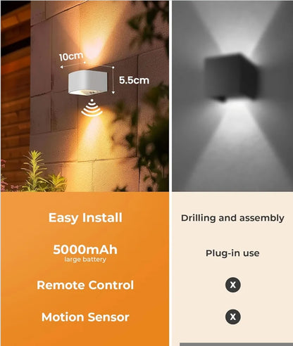 2x FULEN LED stenska svetilka na baterijo (5000mah) z senzorjem gibanja (bela)