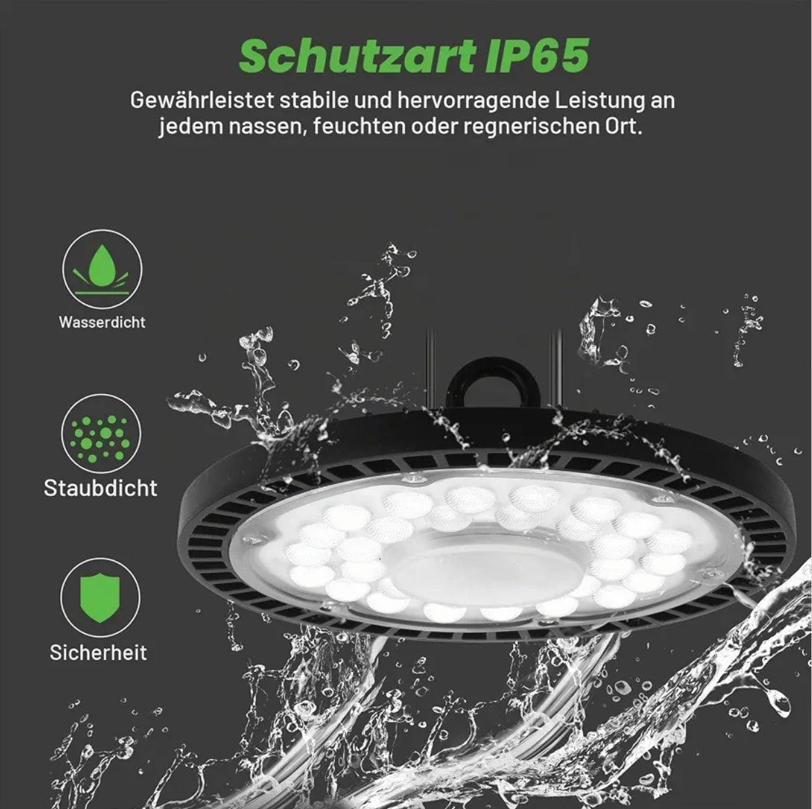 Industrielle LED-Lampe Jefedana 300W – 30000LM, IP65, kaltweiß (6500K)