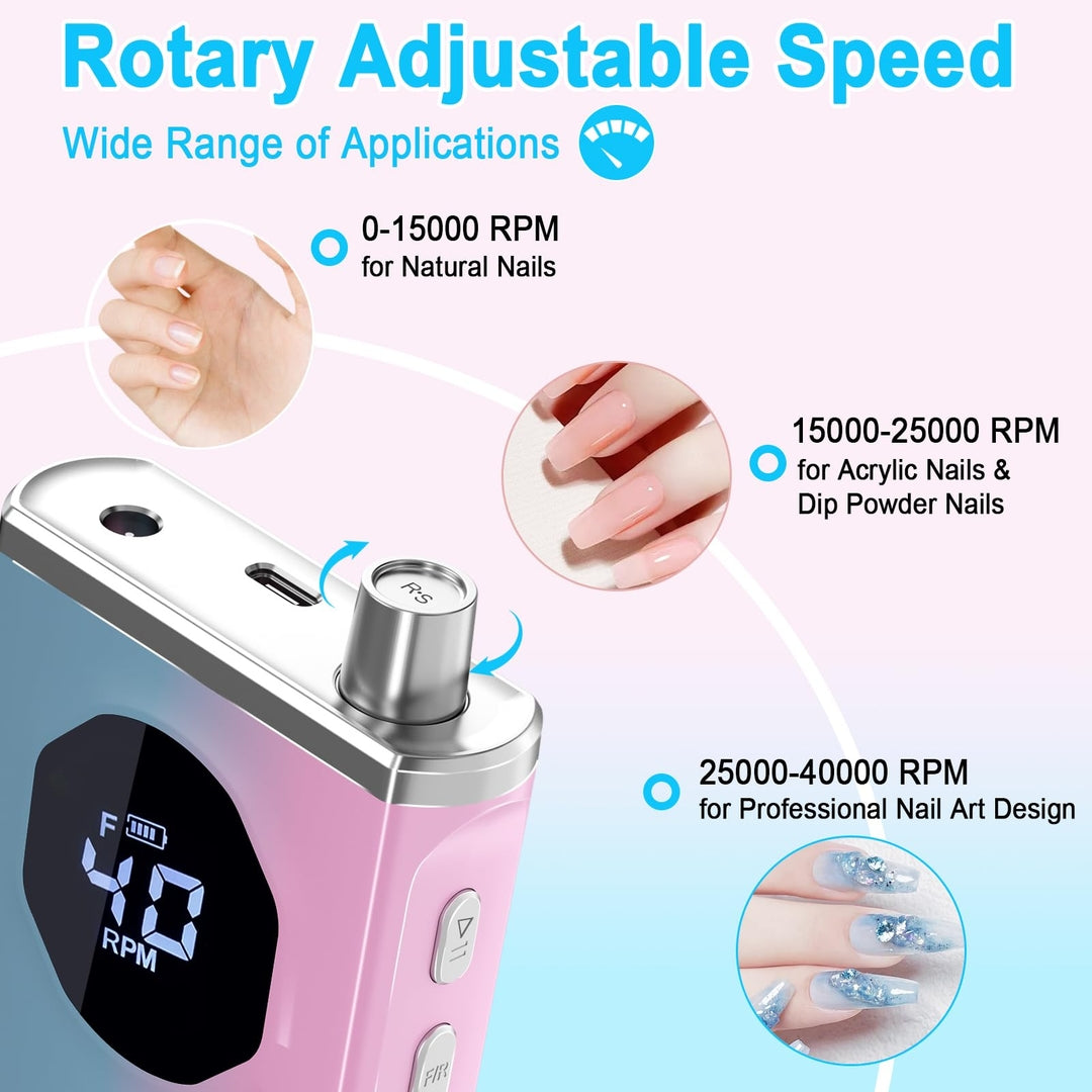 Profesionalni električni brusilnik za nohte – 12-delni set (40.000 RPM)