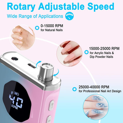 Profesionalni električni brusilnik za nohte – 12-delni set (40.000 RPM)