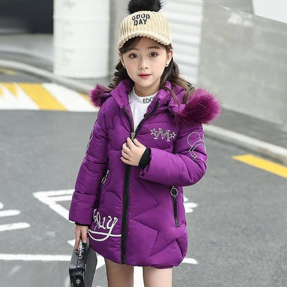 Otroška zimska jakna z krznom (velikost 152–158)