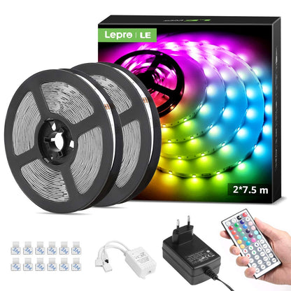 LEPRO RGB LED trak 15 m (2x7,5m komplet s kontrolerjem in napajalnikom)