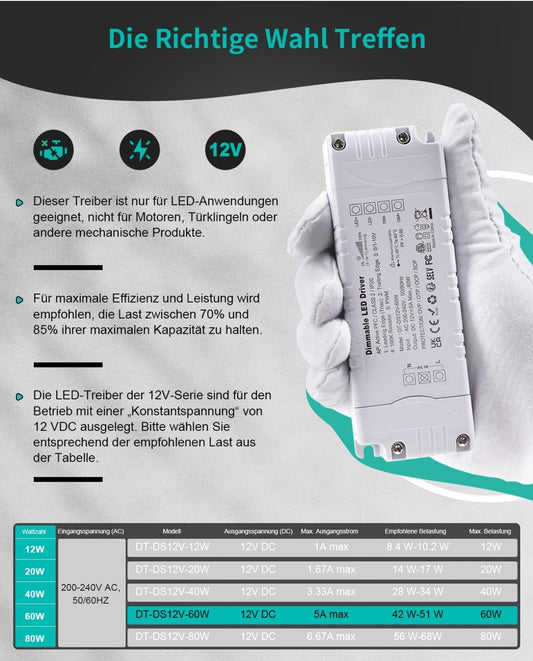 ⚡ REYLAX LED napajalnik 12V, 60W, IP20 - zatemnilni (dimmable)
