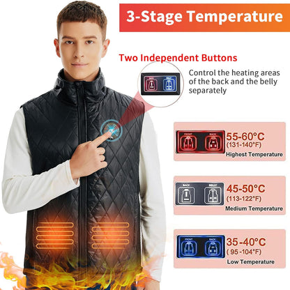 Kvaliteten moški/ženski ogrevani telovnik z 9 ogrevalnimi conami in 15000 mAh powerbank