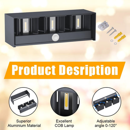 💡 KLIGHTEN outdoor LED wall lamp 30W with motion sensor - anthracite, adjustable beam angle, IP65, 3000K, aluminum