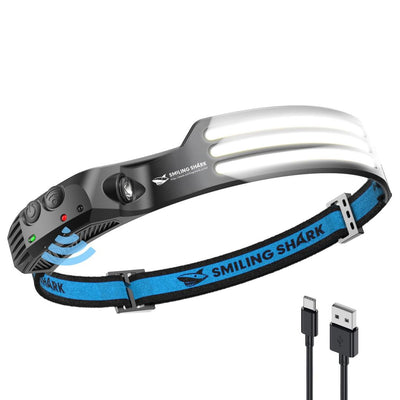 Polnilna naglavna svetilka Smiling Shark z 230° širokim snopom