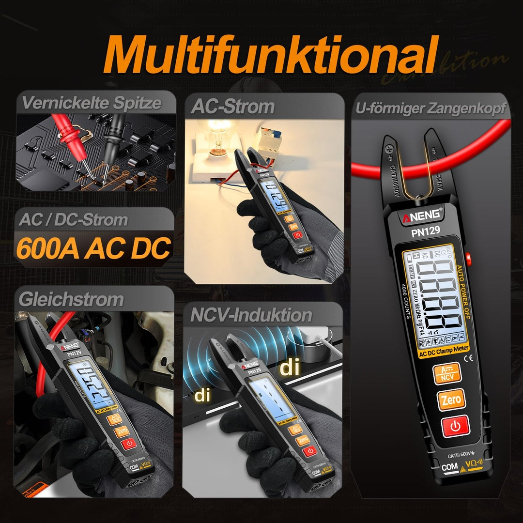 ANENG PN129 kleščni multimeter – AC/DC, samodejno zaznavanje vrste meritev