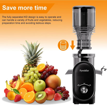 🍊 Slow juicer Fyenkfar 802K, 300W – cold pressing of fruits and vegetables (black, gray)