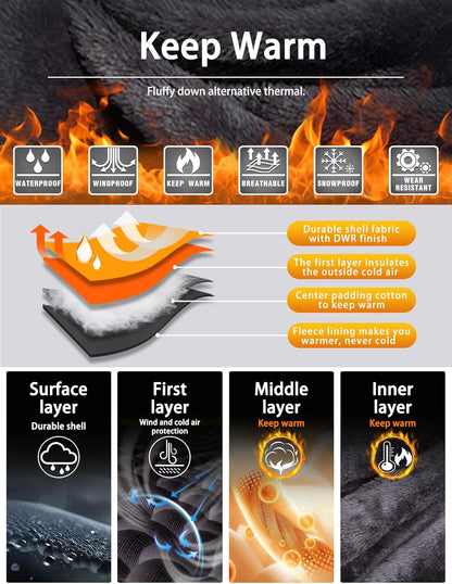 Moška zimska smučarska jakna GEMYSE – vodoodporna, topla bunda s kapuco (bela, XXL)