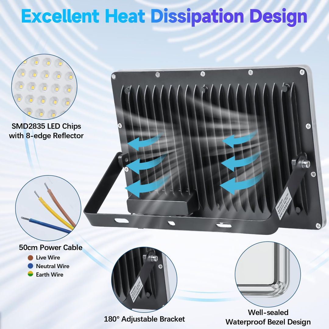 Komplet 2x LED reflektorjev 100W, IP67, 6500K (bela svetloba) - naklikaj.si