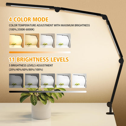 💡 AILBTON LED namizna svetilka s sponko, 3000-6500K