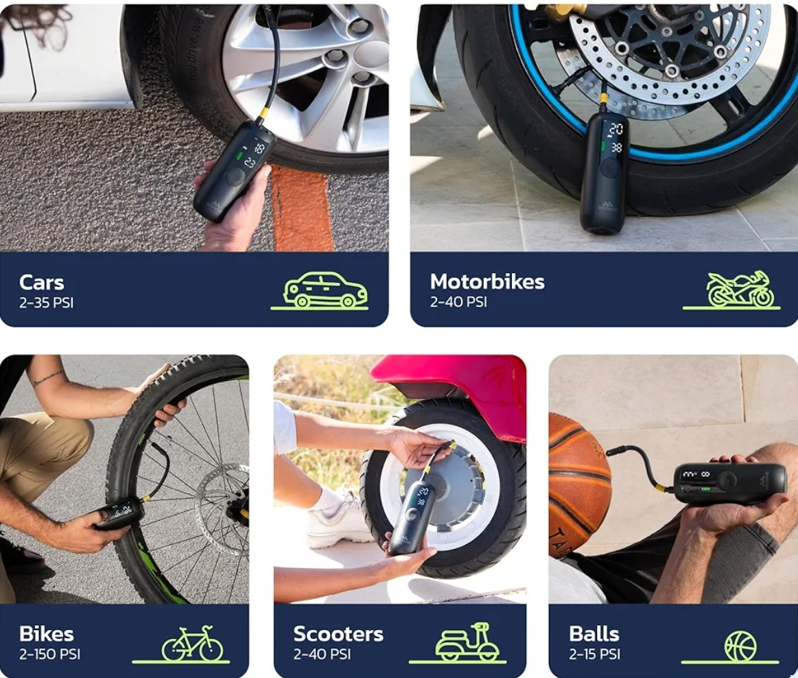 WOOWIND prenosni kompresor za pnevmatike – 150 PSI, USB-C