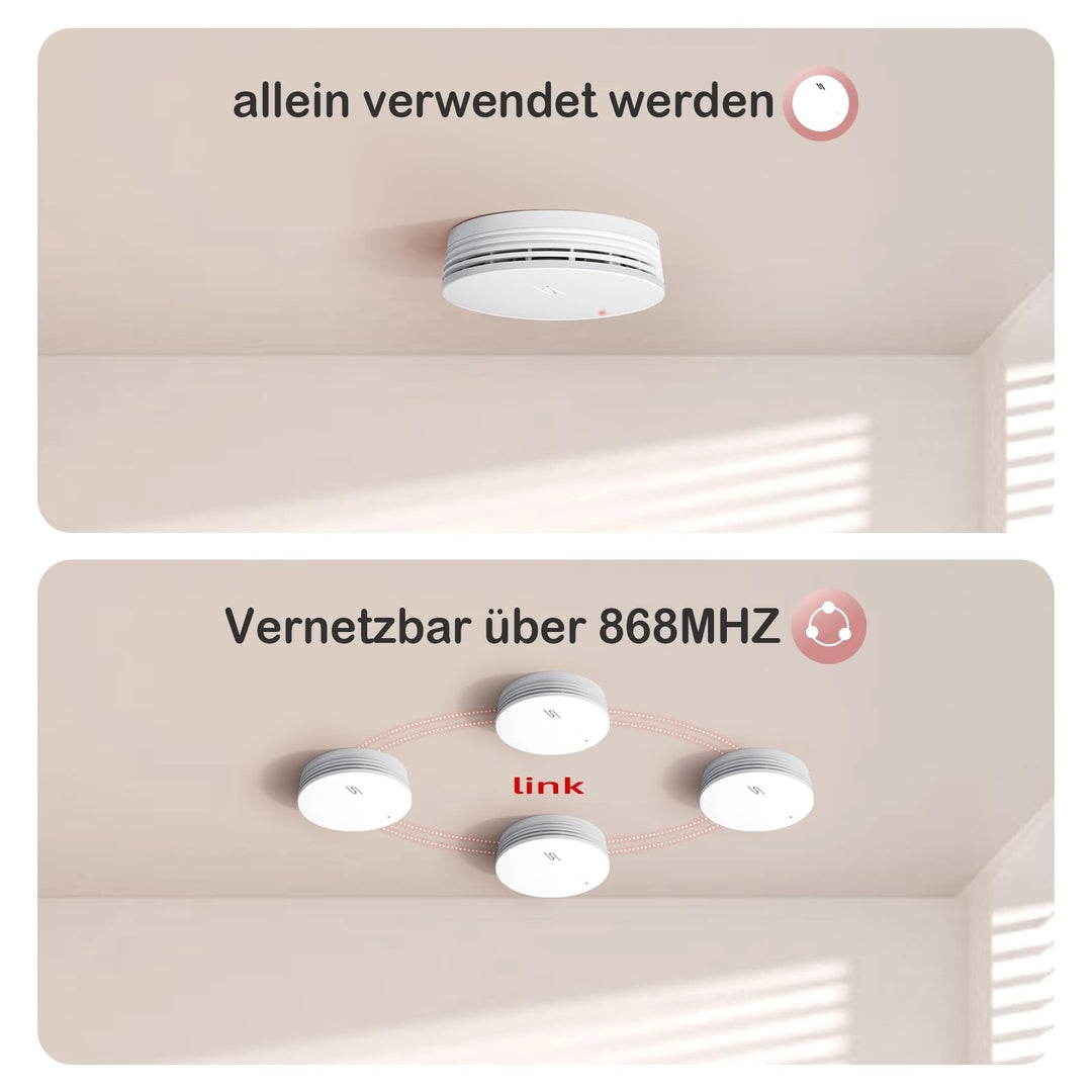 PUTOGESAFE brezžični povezljiv javljalnik dima – 868 MHz, 10-letna življenjska doba