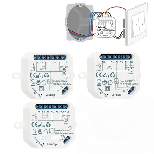 🪟 LoraTap WiFi pametno vgradno modul stikalo – komplet 3×
