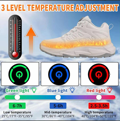 JINPURGON ogrevani zimski pohodni čevlji – vgrajena baterija, polnjenje USB - črni & beli
