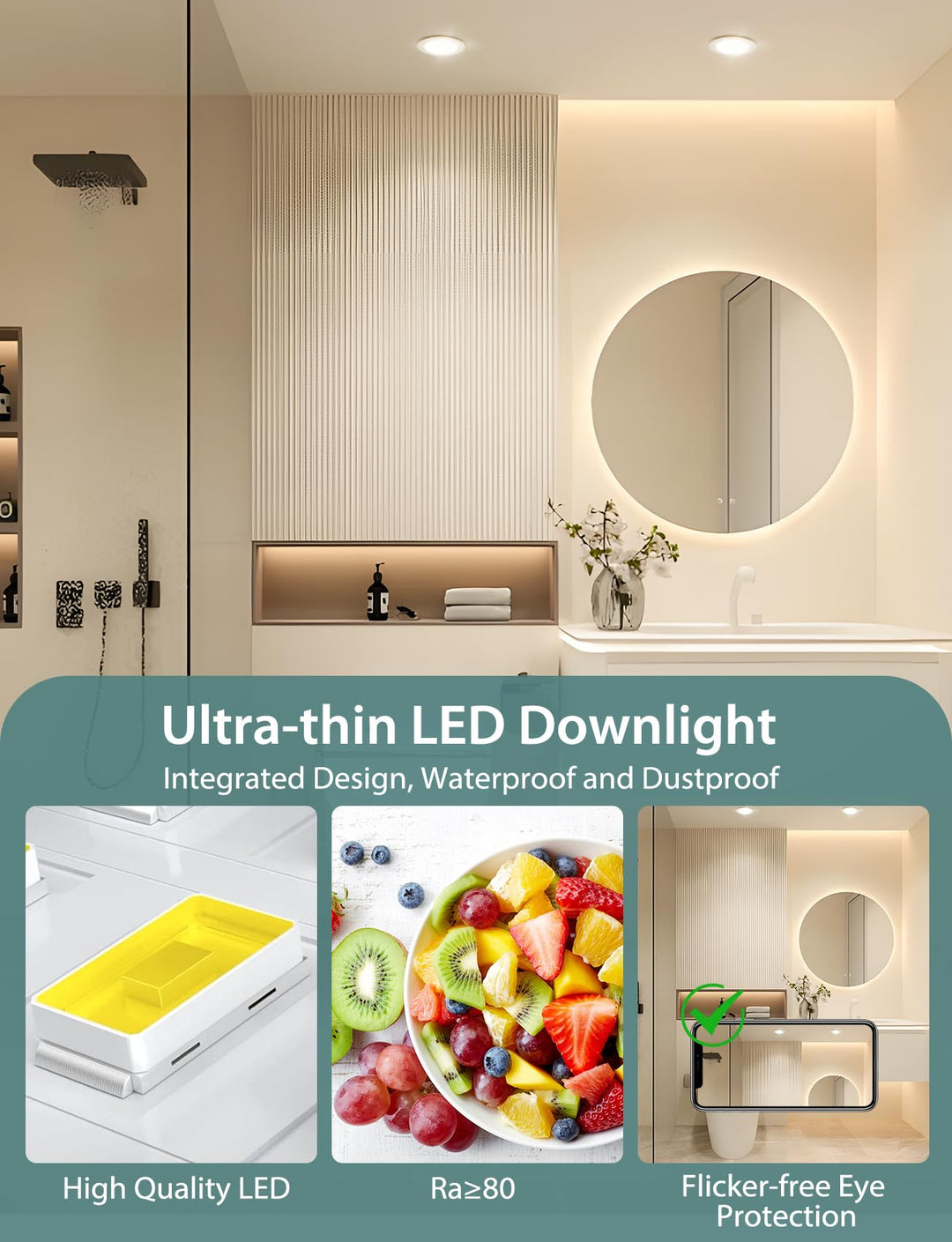 💡6x AIGOSTAR LED recessed light 4.8W 4000K, IP65 – white