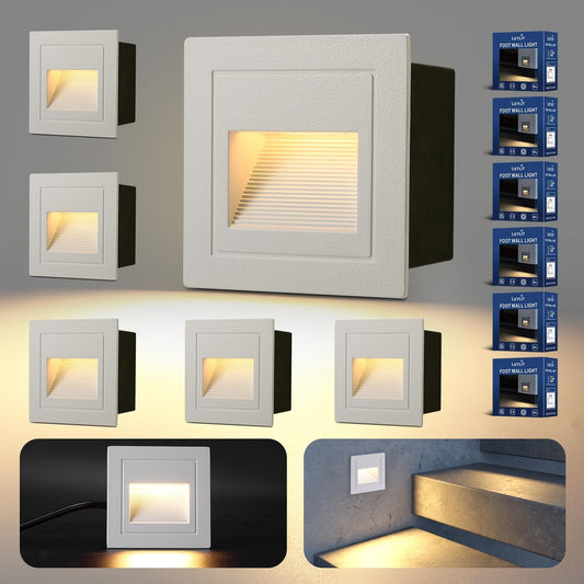 6x LETLIT vgradne LED stopniščne luči 3W – 4000K, 300lm (bela)
