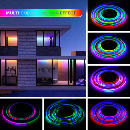 FCOB RGB IC LED trak 5 m – 720 LED/m, DC 24 V, barvni učinki