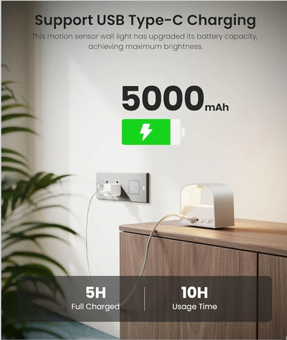 2x FULEN LED stenska svetilka na baterijo (5000mah) z senzorjem gibanja (bela)