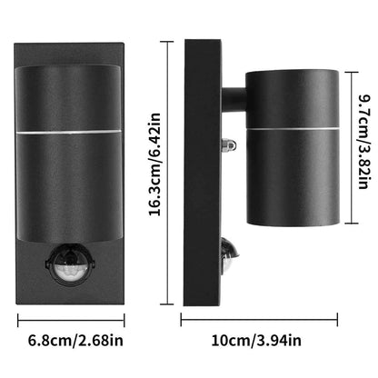 💡 LED outdoor wall lamp with motion sensor – 5W, GU10, 3000K, black