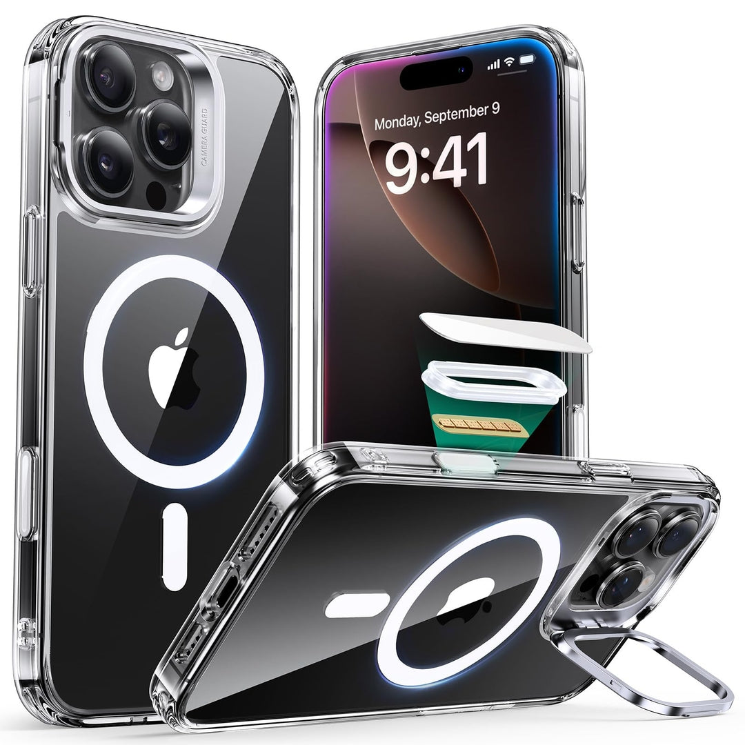 ESR prozoren zaščitni ovitek z MagSafe stojalom za iPhone 16 Pro Max