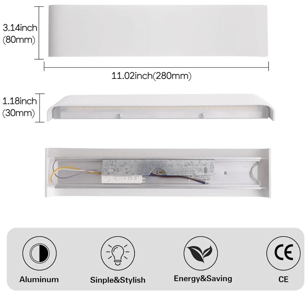 Komplet 4x Mille Lucciole 18W LED notranja stenska svetilka - 3000K, 4000K, 6500K - bela 28cm - naklikaj.si