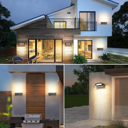 LED zunanja stenska svetilka s senzorjem gibanja, 22W, 3000K, IP65, antracit