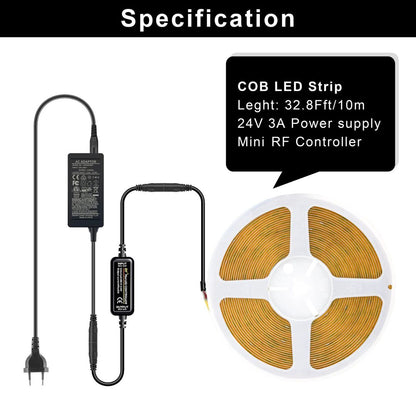 TTWAY 10m COB LED trak, 6000K, 24V, daljinec, aplikacija, IP20