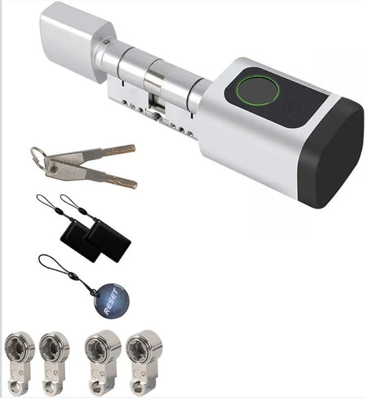 AceMining Smart Cylinder pametna ključavnica – prstni odtis / PIN / kartica / aplikacija - srebrna - naklikaj.si