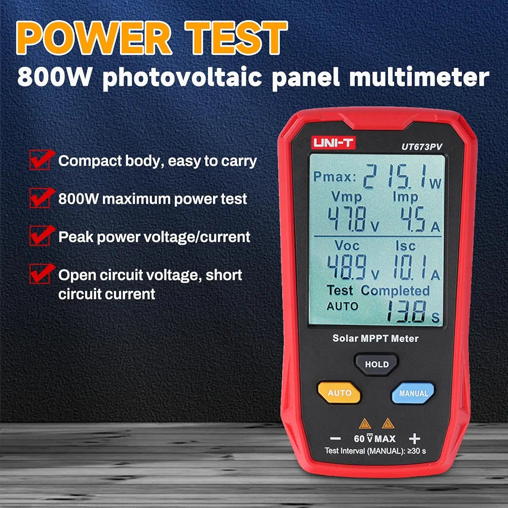UNI-T UT673PV Solar Panel Tester – profesionalni merilnik za sončne panele (MPPT meter)
