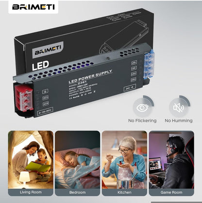 BRIMETI LED transformator 12V 100W, 8,33A – ultra tanek napajalnik za LED trakove