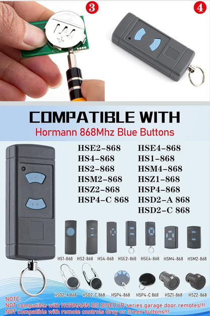 2x daljinec za garažna vrata Hormann 868 MHz (modri gumbi)