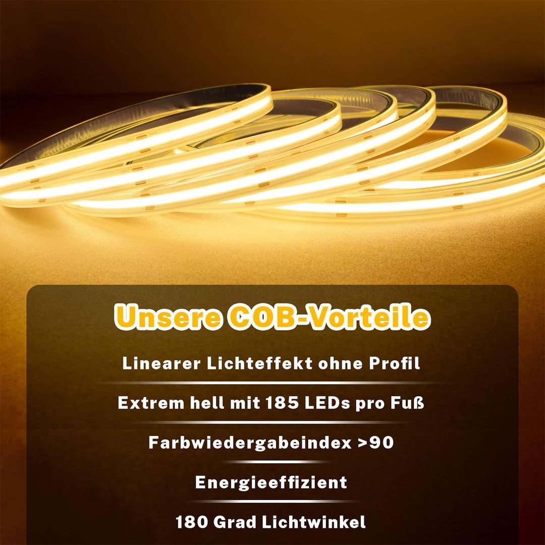 14m COB LED trak 24V, CCT 3000K–6500K, daljinec, aplikacija