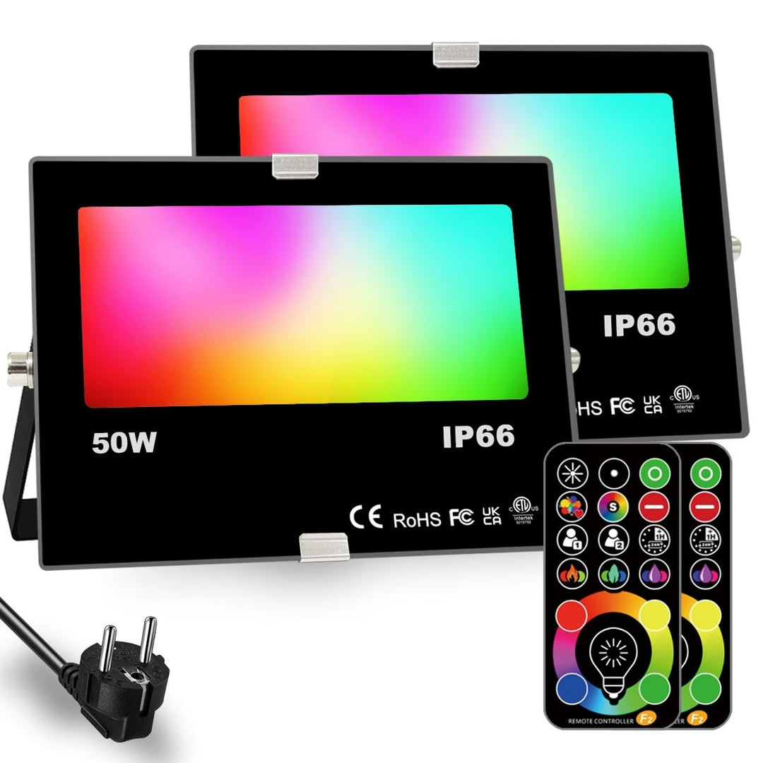 2x LED reflektor za zunanjo uporabo 50W RGBW + 2x daljinec