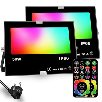 2x LED reflektor za zunanjo uporabo 50W RGBW + 2x daljinec