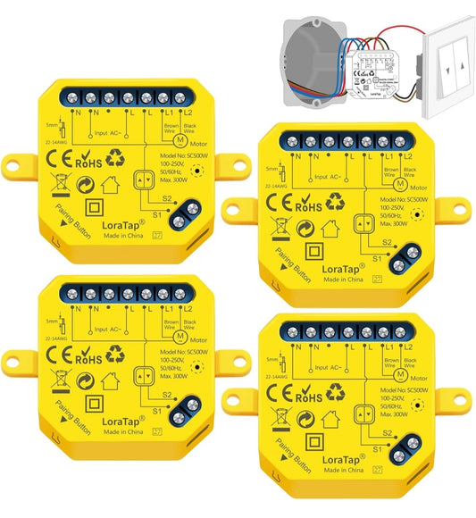 4x LoraTap WiFi pametni modul za rolete V2N2 – upravljanje rolet prek aplikacije, stikala ali glasu