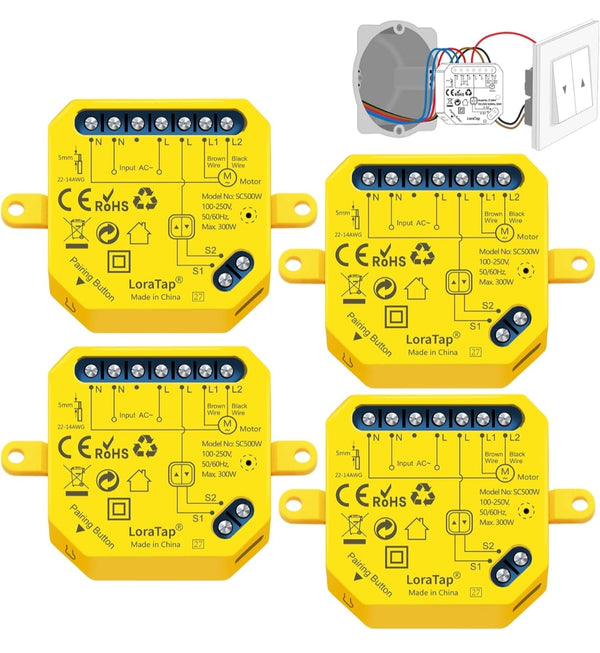 4x LoraTap WiFi pametni modul za rolete V2N2 – upravljanje rolet prek aplikacije, stikala ali glasu - naklikaj.si
