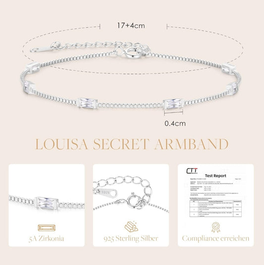 💎 LOUISA SECRET zapestnica iz srebra 925 z 5A cirkonijem, bela