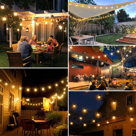 💡 Yuucio zunanje verižne luči 2x15 m – zatemnitvene, z 2x daljincem (52 LED G40)