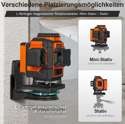 TAKAMINE PRO verzija, 4D gradbeni laser, 16 linij, 4×360°, Bluetooth+daljinec, 1 leto garancija