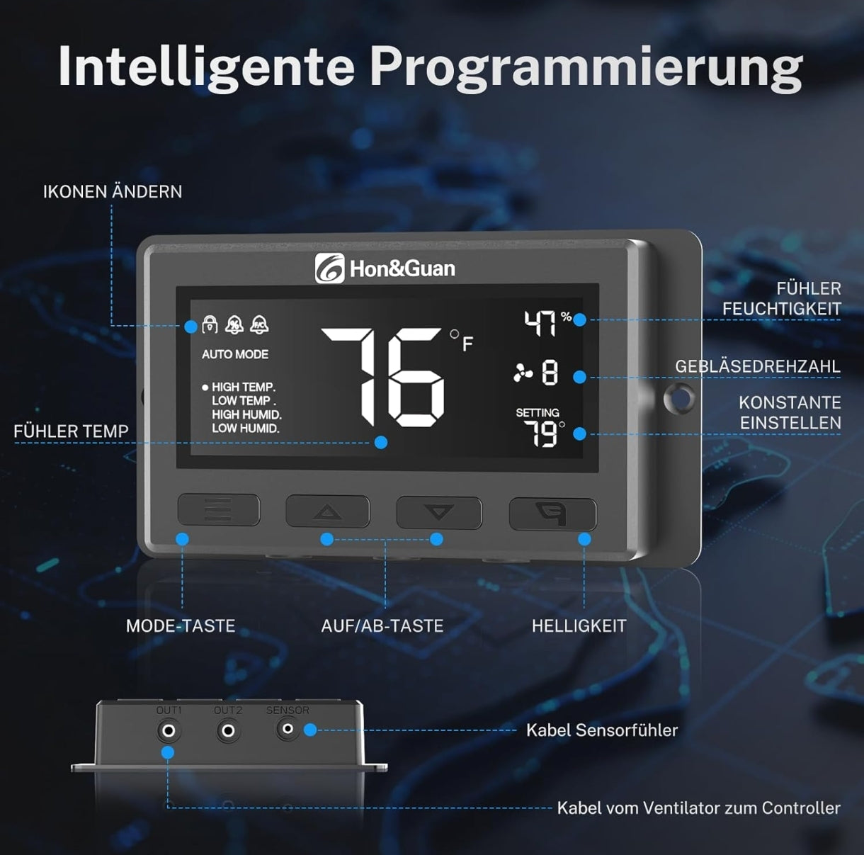 Hon&Guan HI-100PE EC cevni ventilator z inteligentnim krmilnikom (360 m³/h, 100 mm, 28 dB)
