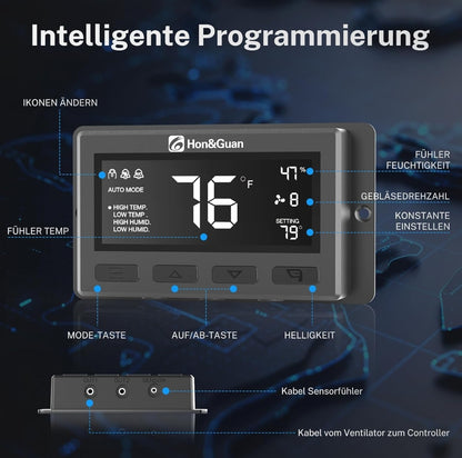 Hon&Guan HI-100PE EC cevni ventilator z inteligentnim krmilnikom (360 m³/h, 100 mm, 28 dB)