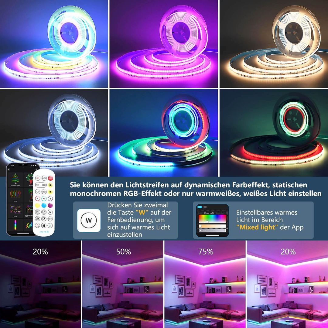 Pametni COB RGBIC LED trak 4-v-1 - 5m - naklikaj.si