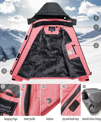 TACVASEN ženska zimska jakna – roza/siva, XXL