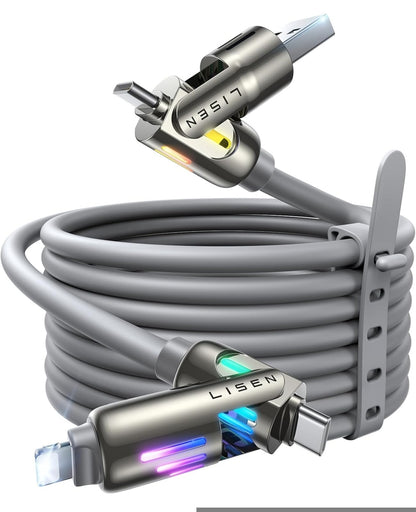 LISEN 4-v-1 večnamenski polnilni kabel 240W – 2m, Type-C / USB-A / Lightning - naklikaj.si