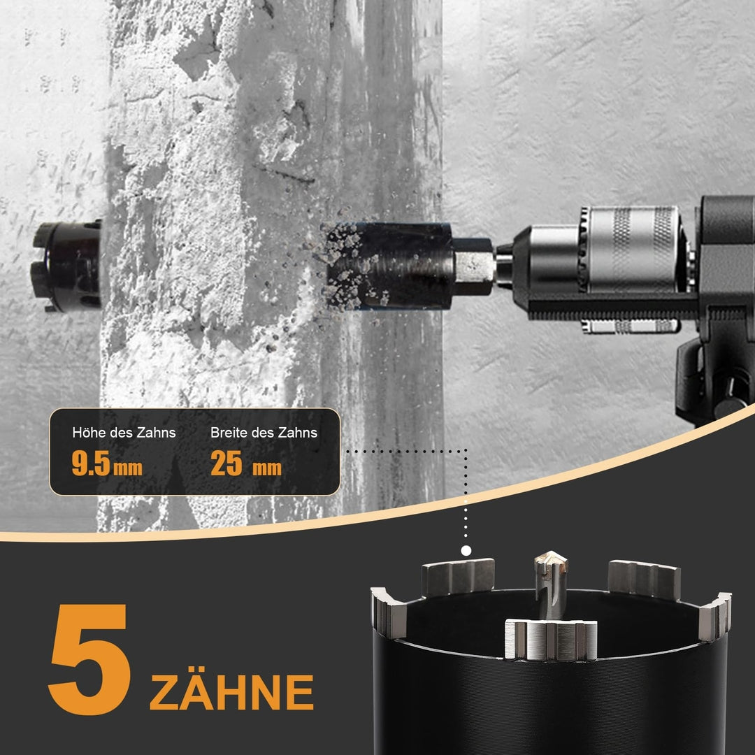 Diamantna kronska žaga 112 mm – komplet za beton, opeko in kamen